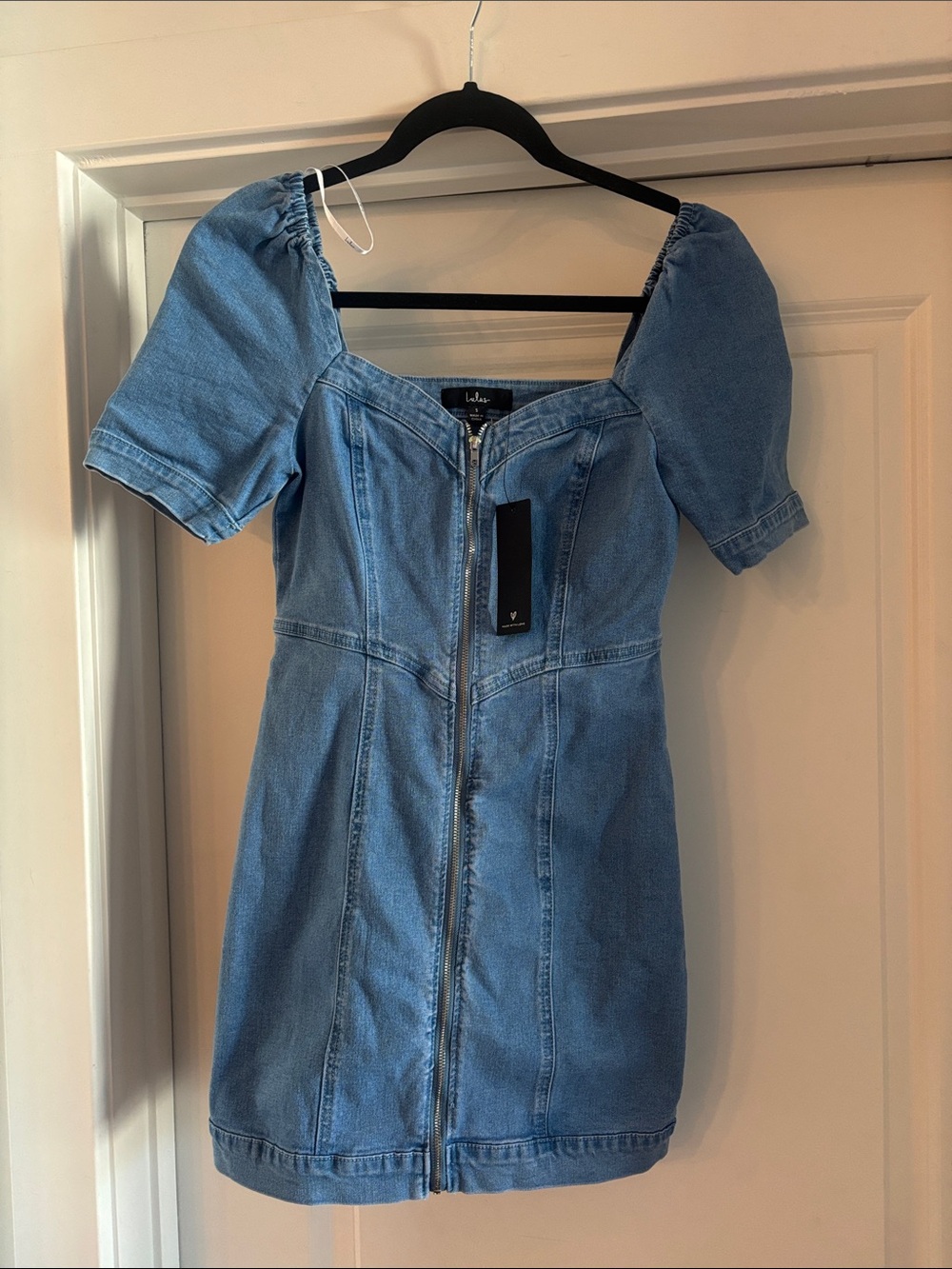 Lulus Denim Puff Sleeve Dress